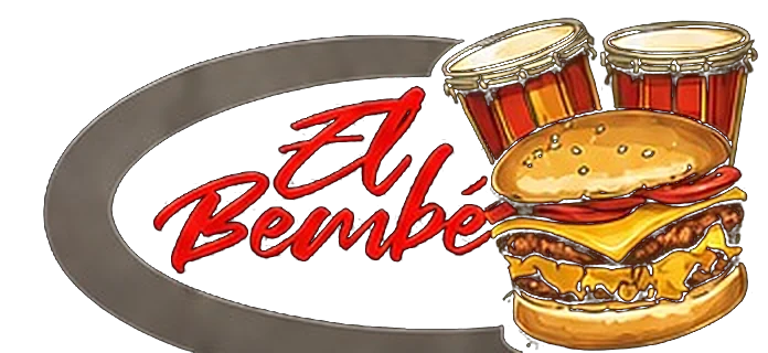 Logo de El Bembé con hamburguesa y congas